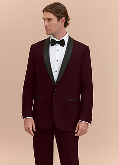 front Winston Burgundy Shawl Lapel Tuxedo Jacket