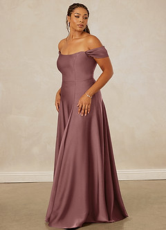 Christian Siriano Bridal for Azazie 1002 Bridesmaid Dresses Vintage Mauve A-Line Off the Shoulder Stretch Satin Convertible Dress image12