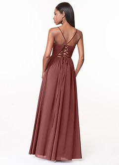 Azazie Marilyssa Bridesmaid Dresses Desert Rose A-Line Corset Stretch Chiffon Dress image2