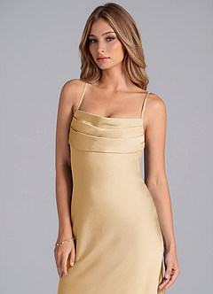 Azazie Seema Bridesmaid Dresses Gold Mermaid Corset Stretch Satin Dress image2