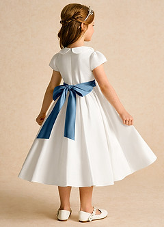 Azazie Deary Flower Girl Dresses Ivory Bermuda A-Line Bow Cotton Dress image4