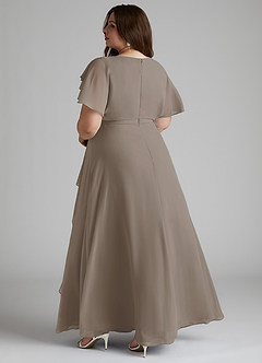 Azazie Aaliyah Modest Bridesmaid Dresses A-Line Scoop Pleated Chiffon Floor-Length Dress image9