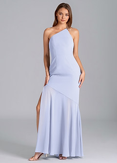 Azazie Tilla Vestidos de damas de honor Vestido de Lavanda de Gasa de Corte Sirena con Hombro unilateral image4