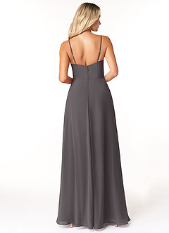 Azazie Moira Bridesmaid Dresses Steel Grey A-Line Scoop Chiffon Dress image2