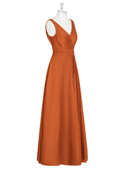 Azazie Karina Bridesmaid Dresses Cinnamon A-Line Pleated Chiffon Dress image9