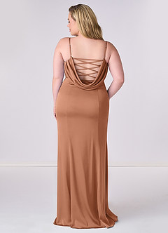 Barbie ♥ Azazie Jurken voor bruidsmeisjes Jurk van Stretch Satijn met Zeemeermin Korset Bronzeertint image7