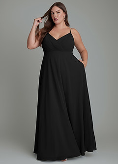 Azazie Amani Bridesmaid Dresses Black A-Line Pleated Chiffon Dress image9