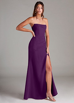 Azazie Leonis Bridesmaid Dresses Grape Sheath Strapless Chiffon Convertible Dress image8