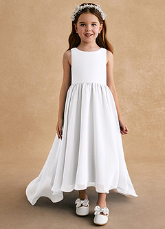 Azazie Pip Flower Girl Dresses White A-Line Sleeveless Chiffon Dress image1