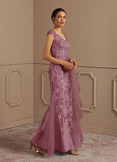Azazie Melena Mother of the Bride Dresses Vintage Mauve Mermaid Lace Tulle Dress image2