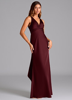 Azazie Hati Bridesmaid Dresses Cabernet Mermaid Stretch Satin Dress image4