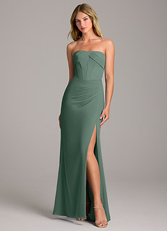 Azazie Chantel Bridesmaid Dresses Sea Moss Sheath Strapless Chiffon Convertible Dress image1