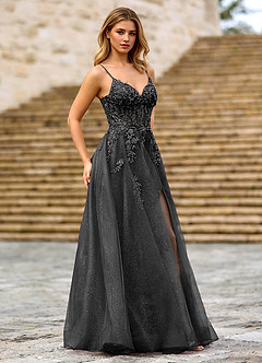 Milliener Schwarz Tüllblumen-Abendkleid image3