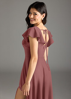 Azazie Bondi Bridesmaid Dresses Desert Rose A-Line Ruched Stretch Crepe Dress image7