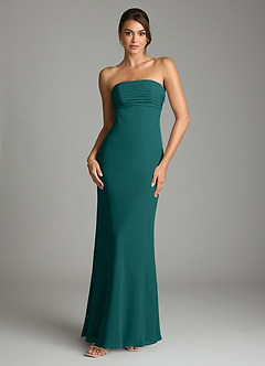 Azazie Saylor Brudtärnklänningar Klä av Sjöjungfru i Chiffong Axelbandslös Påfågelblå image3