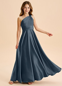 Azazie Charlize Junior Jurk van Stretch Satijn met A-Lijn Geplooid Schemering image5