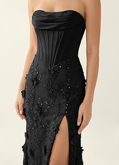 Lavinia Black 3D Flowers Corset Beading Maxi Dress image5
