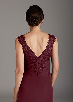 Azazie Edelin Mother of the Bride Dresses Cabernet A-Line Sweetheart Neckline Pleated Mesh Dress image7