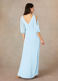 Azazie Bronwyn Mother of the Bride Dresses Sky Blue A-Line V-Neck Ruched Chiffon Dress image4