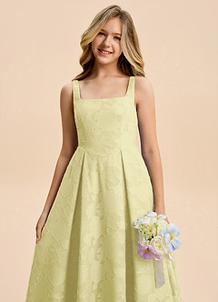 Azazie Amalie Junior Vestido de Sorbete De Limón de Devorado Floral de Corte en A con Volante image8