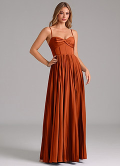 Azazie Akiko Bridesmaid Dresses Paprika A-Line Sweetheart Neckline Stretch Satin Dress image3