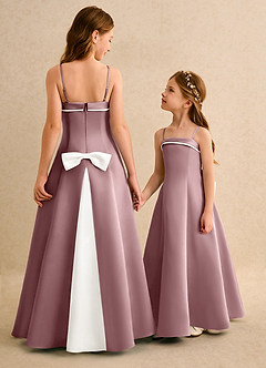 Azazie Izel Junior Formal Flower Girl Klänningar Klä A-Line i Matt satäng Plisserad image1