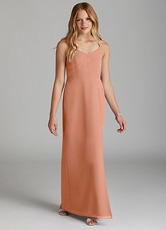 Azazie Becca Junior Champagne Rose Mermaid Chiffon Dress image5