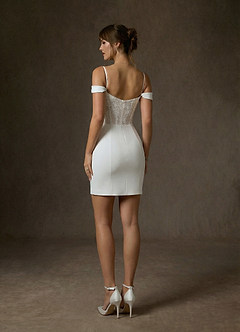 Azazie Adelais Wedding Dresses Diamond White Mermaid Off the Shoulder Crepe Back Satin Dress image2