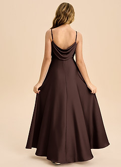 Azazie Bug Junior Abito A-Line in Raso Elasticizzato Plissettato Ganache image1