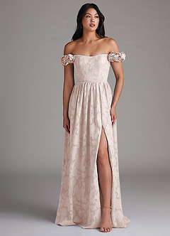 Azazie Autumn Vestidos de damas de honor Vestido de Rosa Rubor de Devorado Floral de Corte en A Convertible con Vestidos sin tirantes image5