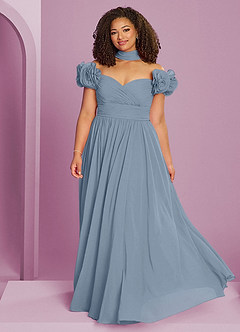 Barbie ♥ Azazie Bridesmaid Dresses Dusty Blue A-Line Off the Shoulder Chiffon Convertible Dress image15