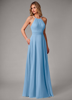 Azazie Amalia Bridesmaid Dresses Powder Blue A-Line Pleated Chiffon Dress image5