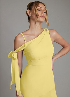 Azazie Aylin Final Sale Eucalyptus Sheath Off the Shoulder Chiffon Dress image3