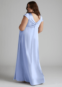 Azazie Allessia Maternity Bridesmaid Dresses A-Line Pleated Stretch Satin Floor-Length Dress image9