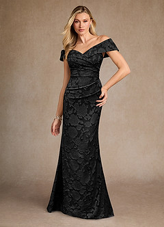 Azazie Canton vestidos de madre de la novia Vestido de Negro de Devorado Floral de Sirena con Vestidos sin tirantes image3