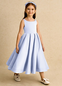 Azazie Babs Flower Girl Dresses Lavender Ball-Gown Pleated Matte Satin Dress image4