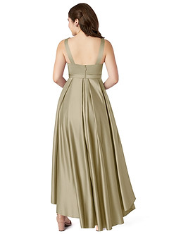 Azazie Inaya Junior A-Linie Gürtel/Schärpe Stretch-Satin Kleid Moosgrün image2