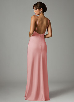 Azazie Stefania Jurken voor bruidsmeisjes Jurk van Stretch Satijn met A-Lijn Poederroze image2