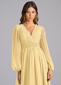 Azazie Palerma Bridesmaid Dresses Butter A-Line Long Sleeve Chiffon Dress image6