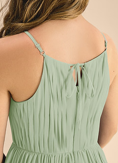 Azazie Elliora Junior Dusty Sage A-Line Pleated Chiffon Dress image7