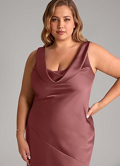 Azazie Rylina Bridesmaid Dresses Amethyst Mermaid Stretch Satin Dress image11