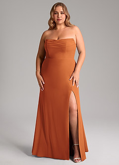 Azazie Saige Bridesmaid Dresses Cinnamon A-Line Off the Shoulder Chiffon Convertible Dress image16