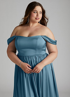 Azazie Morana Final Sale Bermuda A-Line Off the Shoulder Stretch Satin Convertible Dress image17