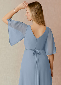 Azazie Cierra Bridesmaid Dresses Dusty Blue A-Line V-Neck Chiffon Dress image8