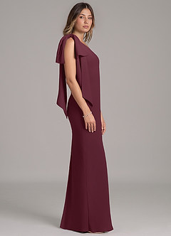 Azazie Capri Bridesmaid Dresses Cabernet A-Line One Shoulder Chiffon Dress image3