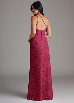 Azazie Mika Jurken voor bruidsmeisjes Jurk van Bloemen Burn-out met Kolom One-Shoulder Bourgondië image4