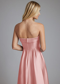 Azazie Lucienne Bridesmaid Dresses Powder Pink A-Line Strapless Stretch Satin Convertible Dress image6