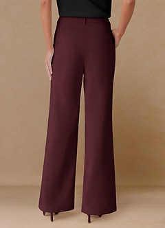 front Marina Cabernet Refined Weave Straight-Leg Pants