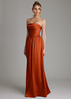 Azazie Zena Bridesmaid Dresses Paprika A-Line Strapless Stretch Satin Dress image5