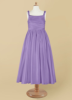 Azazie Cutie Pie Flower Girl Dresses Tahiti A-Line Pleated Matte Satin Dress image7